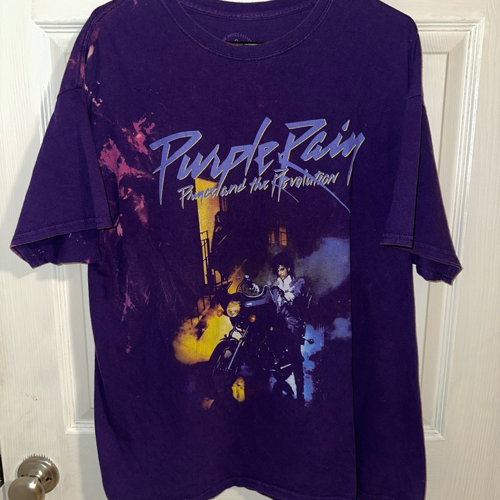 Prince Purple Rain XL T-Shirt with Tie Dye Stains